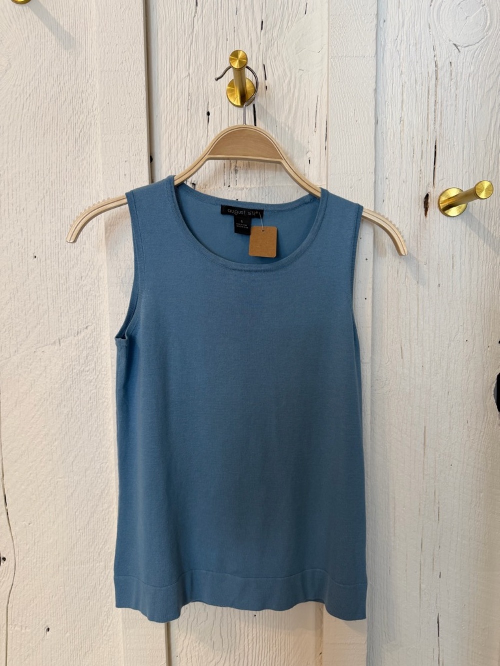 August Silk Dusty Blue Knit Tank
